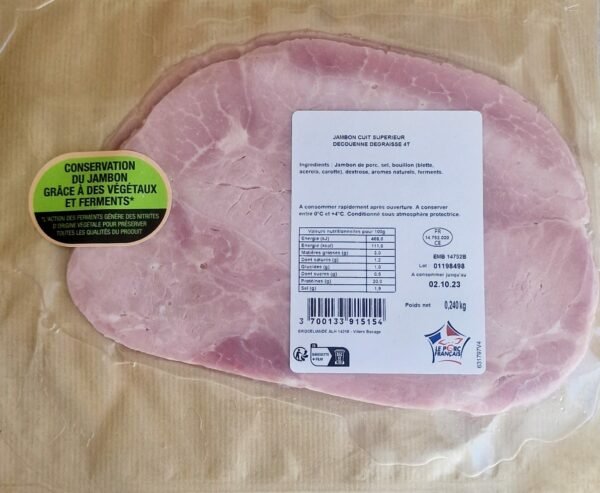 DATE COURTE 4 tranches de jambon blanc sans nitrites (sous vide) 240gr (DLC 11/04)